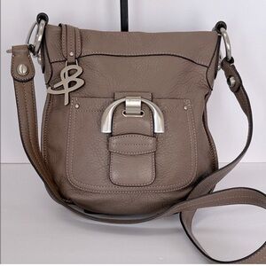 B. Makowsky Taupe Leather Crossbody Bag Like New Condition